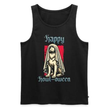 Happy Howl-oween Lustiger Hunde Halloween Spruch - Männer Premium Bio Tank Top - Schwarz - Vorne - Michal (187cm)