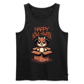 Happy Howl-Oween Lustiger Hunde Halloween Spruch - Männer Premium Bio Tank Top - Schwarz - Vorne - Michal (187cm)