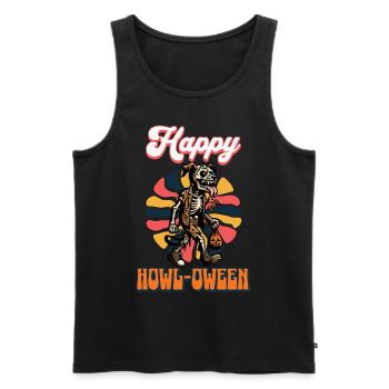 Happy Howl Oween Lustiger Hunde Halloween Spruch - Männer Premium Bio Tank Top - Schwarz - Vorne - Michal (187cm)