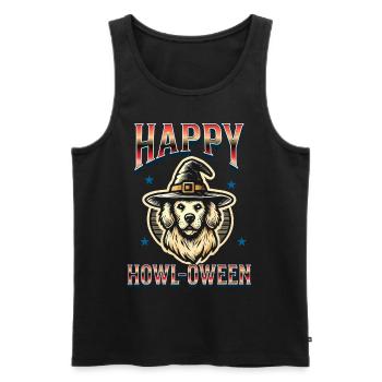 Happy Howl-Oween Lustiger Halloween Hunde Spruch - Männer Premium Bio Tank Top - Schwarz - Vorne - Michal (187cm)