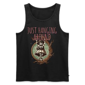 Just Hanging Around Lustiger Halloween Spruch - Männer Premium Bio Tank Top - Schwarz - Vorne - Michal (187cm)