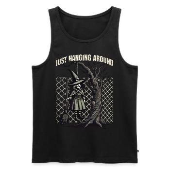 Just Hanging Around Halloween Hexen Spruch - Männer Premium Bio Tank Top - Schwarz - Vorne - Michal (187cm)