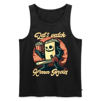 Funny Saying Design Let's Watch Horror Movies - Men's Premium Organic Tank Top - black - Front - AI Model Male 178 light (178cm)