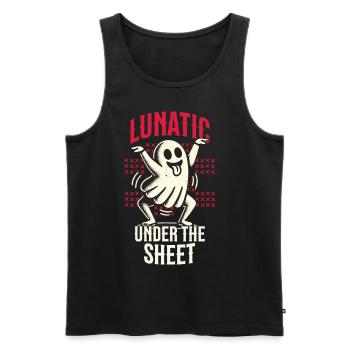 Lunatic Under The Sheet Funny Ghost Design - Men's Premium Organic Tank Top - black - Front - Michal (187cm)
