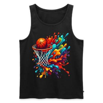 Bunte Basketball Tie Dye Farbe Splash Hoop Net - Männer Premium Bio Tank Top - Schwarz - Vorne - Michal (187cm)
