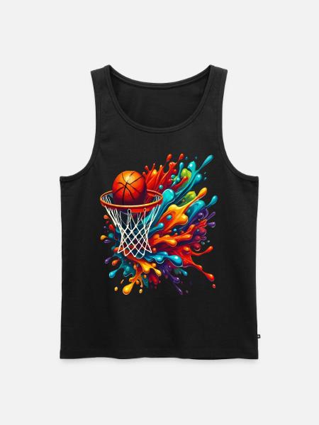Bunte Basketball Tie Dye Farbe Splash Hoop Net - Männer Premium Bio Tank Top - Schwarz