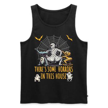 There's Some Horrors In This House Lustiger Spruch - Männer Premium Bio Tank Top - Schwarz - Vorne - Michal (187cm)