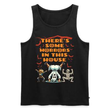 There's Some Horrors In This House Lustiger Spruch - Männer Premium Bio Tank Top - Schwarz - Vorne - Michal (187cm)