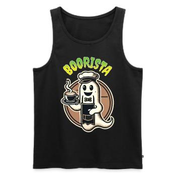 Drôle de café disant des fantômes effrayants - Débardeur bio Premium Homme - noir - Devant - Michal (187cm)