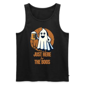 Funny Halloween Drinking Party Alcohol Ghost - Men's Premium Organic Tank Top - black - Front - AI Model Male 178 light (178cm)