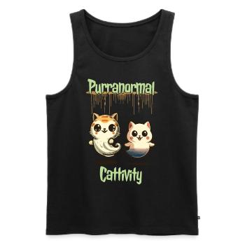 Lustiges Halloween Outfit Mit Süßen Geister Katzen - Männer Premium Bio Tank Top - Schwarz - Vorne - Michal (187cm)