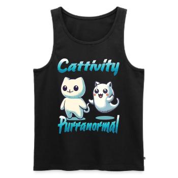 Lustiges Halloween Outfit Mit Süßen Geister Katzen - Männer Premium Bio Tank Top - Schwarz - Vorne - Michal (187cm)