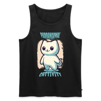 Lustiges Halloween Outfit Mit Süßen Geister Katzen - Männer Premium Bio Tank Top - Schwarz - Vorne - Michal (187cm)
