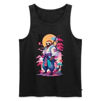 Esthétique Samouraï Paresseux Style Vaporwave - Débardeur bio Premium Homme - noir - Devant - Michal (187cm)