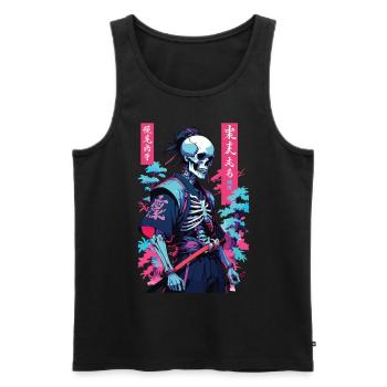 Oni squelette samouraï vaporwave esthétique japon style - Débardeur bio Premium Homme - noir - Devant - Michal (187cm)