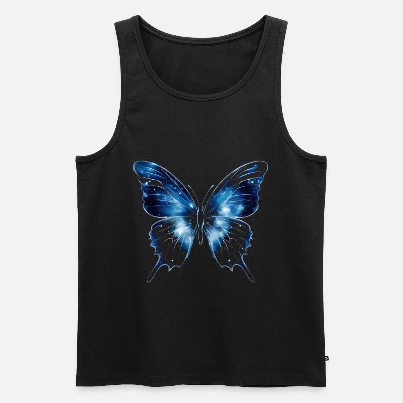 Blauer Schmetterling - Männer Premium Bio Tank Top - Schwarz