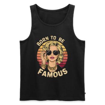 born to be famous woman vintage sunset retro - Men's Premium Organic Tank Top - black - Front - AI Model Male 178 light (178cm)