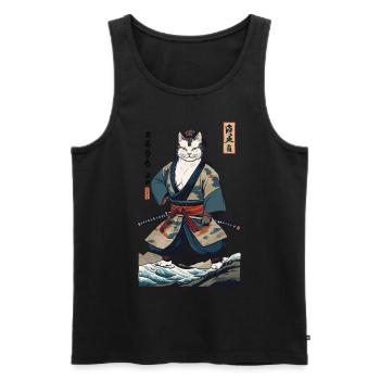 Samurai Cat Vintage Ukiyo-E Japanese - Men's Premium Organic Tank Top - black - Front - Michal (187cm)