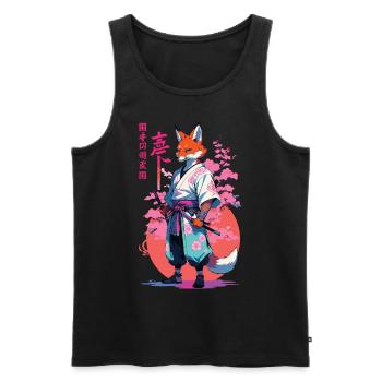 Kitsune Samurai Fox Aesthetic Vaporwave Style - Men's Premium Organic Tank Top - black - Front - Michal (187cm)