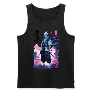 Oni Skeleton Samurai Vaporwave Esthétique - Débardeur bio Premium Homme - noir - Devant - Michal (187cm)