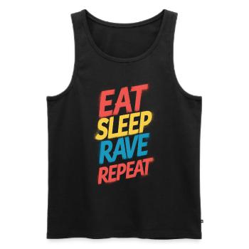 Essen Schlaf Rave Wiederholen - Männer Premium Bio Tank Top - Schwarz - Vorne - Michal (187cm)