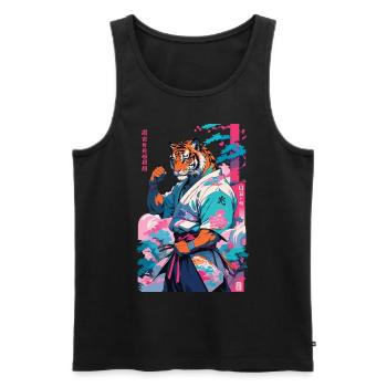 Tiger Yokai Vaporwave Aesthetic Samurai Art - Men's Premium Organic Tank Top - black - Front - Michal (187cm)