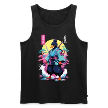 Samurai Ente Aesthetic Vaporwave Stil Japan Kunst - Männer Premium Bio Tank Top - Schwarz - Vorne - Michal (187cm)