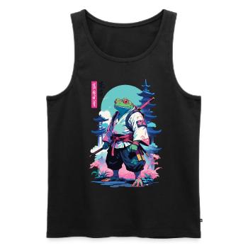 Grenouille samouraï Esthétique Style Vaporwave - Débardeur bio Premium Homme - noir - Devant - Michal (187cm)