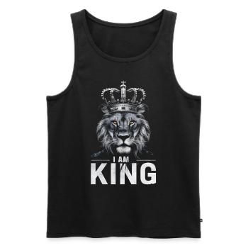 I am king lion with crown - Men's Premium Organic Tank Top - black - Front - Michal (187cm)