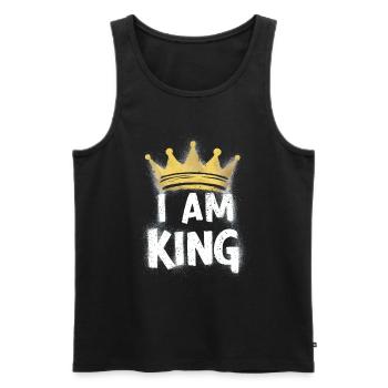 Je suis le roi de la Couronne - Débardeur bio Premium Homme - noir - Devant - Michal (187cm)