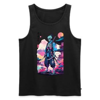 Oni Skeleton Samurai & Vaporwave Design esthétique - Débardeur bio Premium Homme - noir - Devant - Michal (187cm)