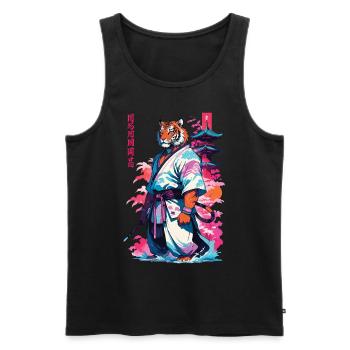 Tiger Yokai Vaporwave Aesthetic Samurai Art - Men's Premium Organic Tank Top - black - Front - Michal (187cm)