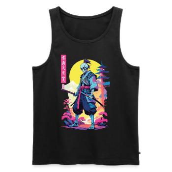 Oni Skeleton Samurai Vaporwave Aesthetic - Men's Premium Organic Tank Top - black - Front - AI Model Male 178 light (178cm)