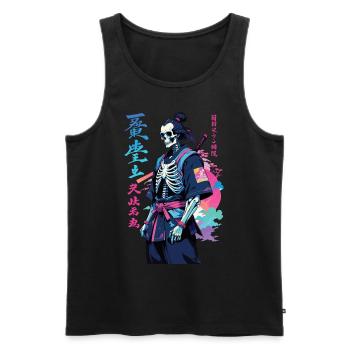 Oni Skelett Samurai Vaporwave Aesthetic - Männer Premium Bio Tank Top - Schwarz - Vorne - Michal (187cm)