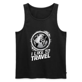 Ich reise gerne / Weltkarte - Männer Premium Bio Tank Top - Schwarz - Vorne - Michal (187cm)