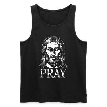 Jesus Christus bete - Männer Premium Bio Tank Top - Schwarz - Vorne - AI Model Male 178 light (178cm)
