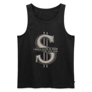 Je préfère être riche que pauvre Dollar Sign - Débardeur bio Premium Homme - noir - Devant - AI Model Male 178 light (178cm)