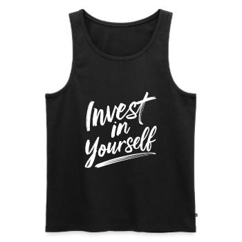 Invest in yourself Motivational - Men's Premium Organic Tank Top - black - Front - Michal (187cm)