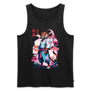 Tiger Yokai Vaporwave Aesthetic Samurai Art - Men's Premium Organic Tank Top - black - Front - Michal (187cm)