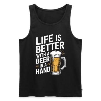 life is better with a beer in a hand - Men's Premium Organic Tank Top - black - Front - Michal (187cm)