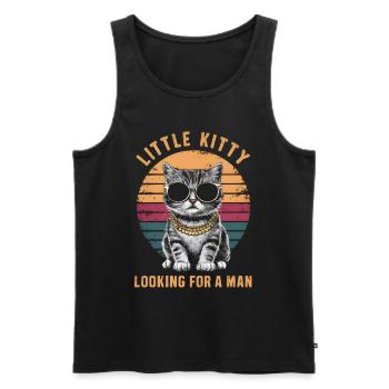 Kleine Mieze auf der Suche nach einem Mann - Männer Premium Bio Tank Top - Schwarz - Vorne - AI Model Male 178 light (178cm)