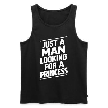 Nur ein Mann auf der Suche nach einer Prinzessin - Männer Premium Bio Tank Top - Schwarz - Vorne - Michal (187cm)