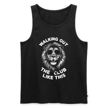 Lion walking out the club like this Rave / Party - Men's Premium Organic Tank Top - black - Front - AI Model Male 178 light (178cm)