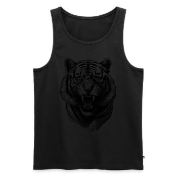 Aggressiver Tiger Shirt für Fitnessstudio - Männer Premium Bio Tank Top - Schwarz - Vorne - Michal (187cm)