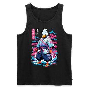 Samurai Duck Aesthetic Vaporwave Style Japan - Men's Premium Organic Tank Top - black - Front - Michal (187cm)