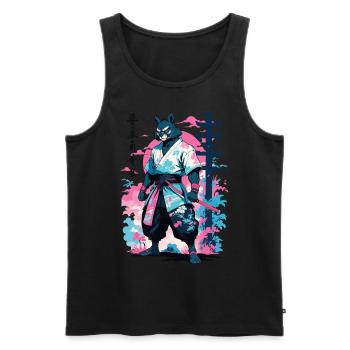 Tanuki Yokai Vaporwave Aesthetic Samurai Art - Men's Premium Organic Tank Top - black - Front - Michal (187cm)