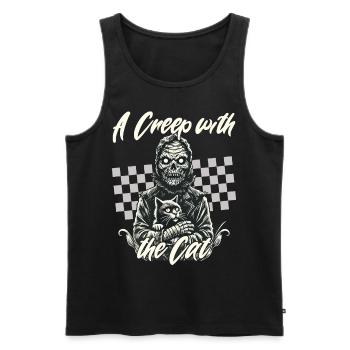 gruseliHalloween: A scary with the cat - Men's Premium Organic Tank Top - black - Front - AI Model Male 178 light (178cm)