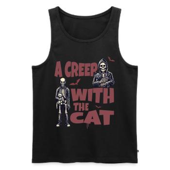 A scary with the cat Halloween motif - Men's Premium Organic Tank Top - black - Front - AI Model Male 178 light (178cm)