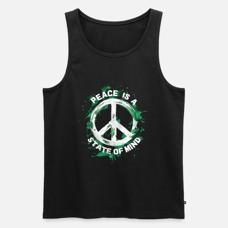 Frieden ist eine Geisteshaltung - Männer Premium Bio Tank Top - Schwarz