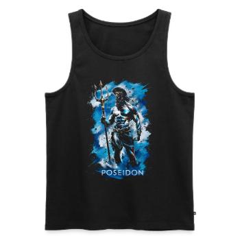 Poseidon Dreizack - Männer Premium Bio Tank Top - Schwarz - Vorne - AI Model Male 178 light (178cm)